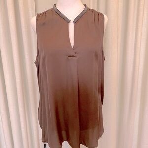 COPY - Etcetera by Carlisle brown sleeveless top with beaded trim